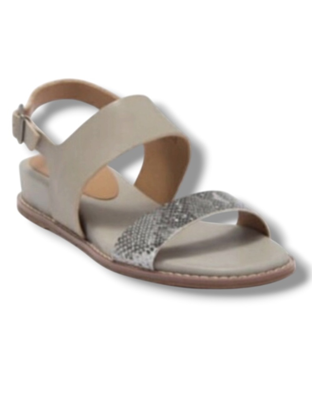 Susina Women's Marah Lea Gray Leather Snake Skin Sandals